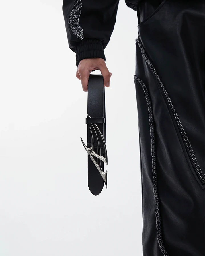 Deconstructed Thorn Unisex Leather Belt - Image 5