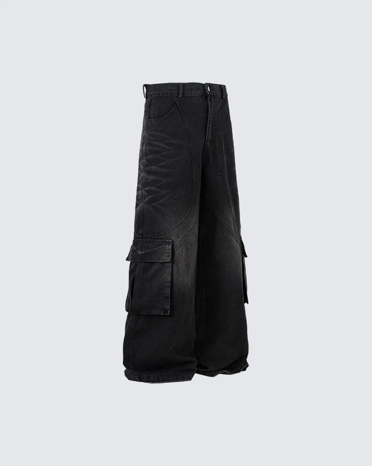 Deconstructed Washed Denim Pants