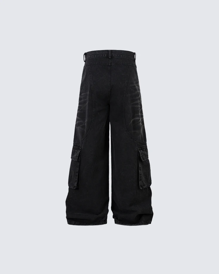 Deconstructed Washed Denim Pants - Image 2