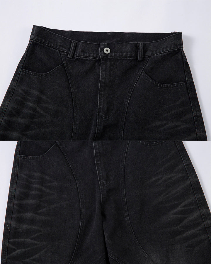 Deconstructed Washed Denim Pants - Image 3
