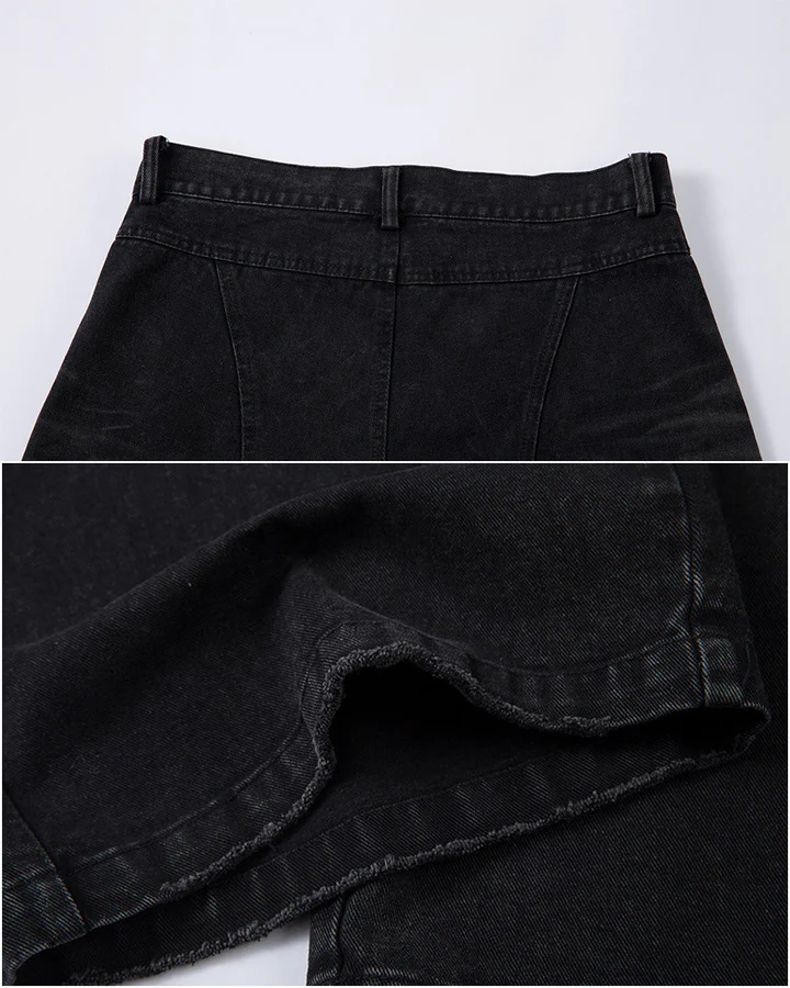 Deconstructed Washed Denim Pants - Image 4