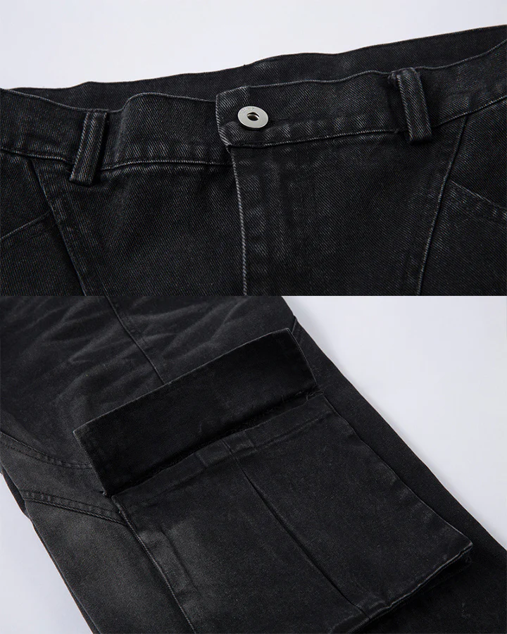 Deconstructed Washed Denim Pants - Image 5