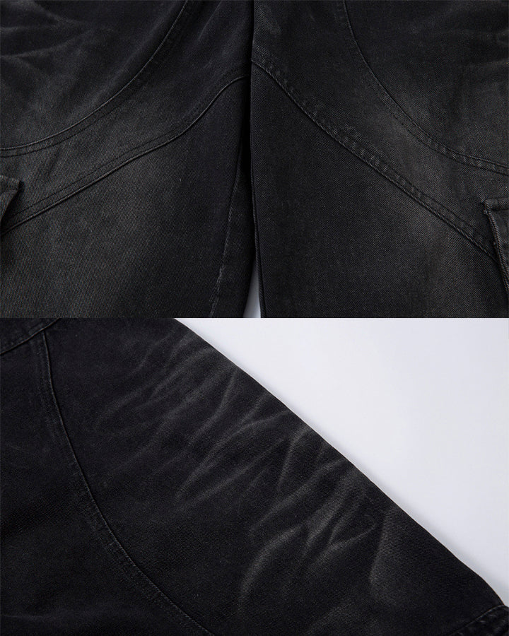 Deconstructed Washed Denim Pants - Image 6
