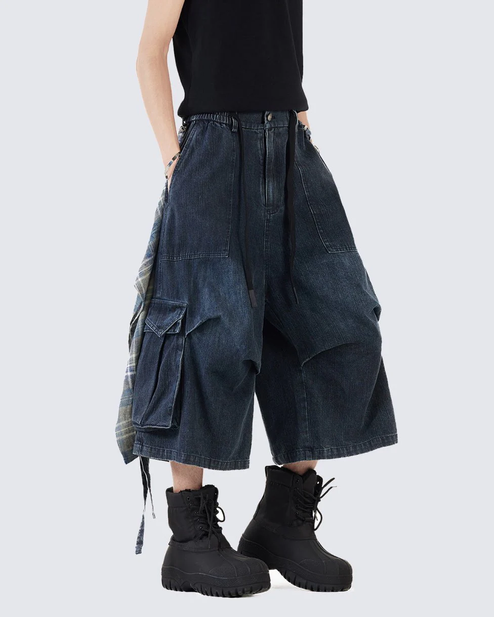 Utility Denim 3/4 Shorts with Detachable Back Flap - Image 10