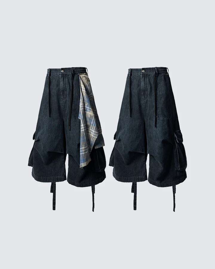 Utility Denim 3/4 Shorts with Detachable Back Flap - Image 5