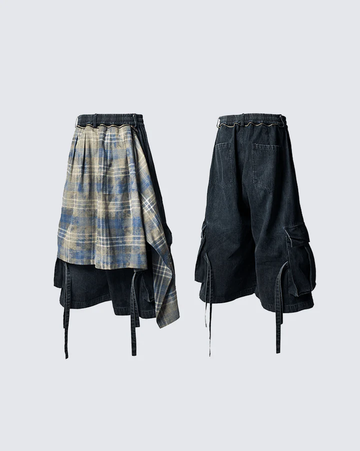 Utility Denim 3/4 Shorts with Detachable Back Flap - Image 6