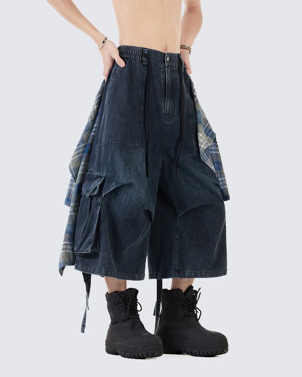 Utility Denim 3/4 Shorts with Detachable Back Flap - Image 9