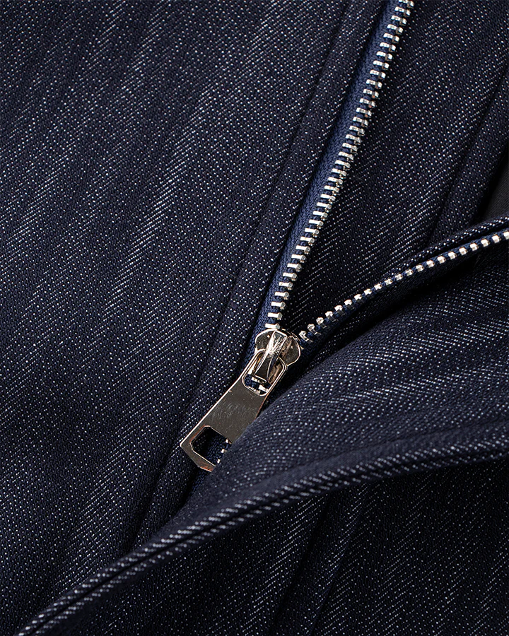 Denim Stand Collar Zip-Up Jacket - Image 5