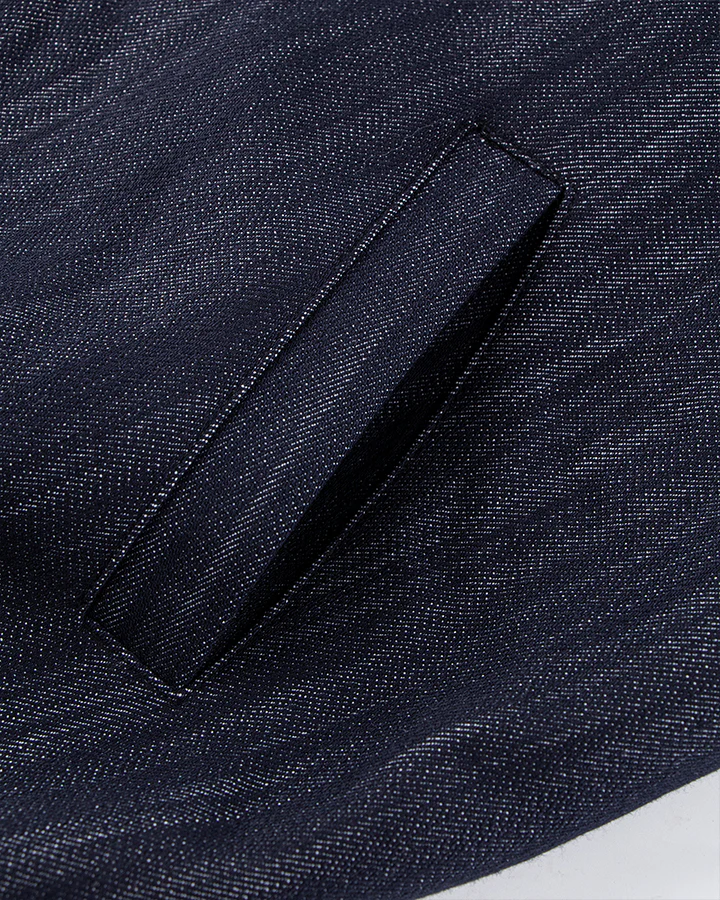 Denim Stand Collar Zip-Up Jacket - Image 7