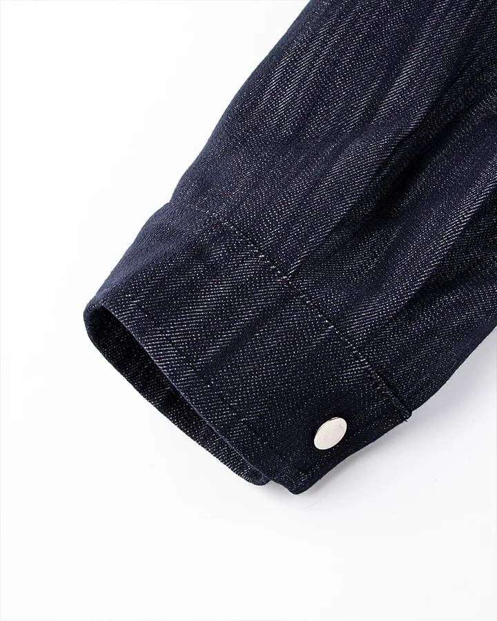 Denim Stand Collar Zip-Up Jacket - Image 8