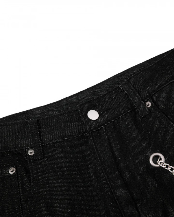Denim Wide Leg Grommet Versatile Pants - Image 3