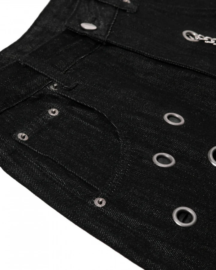 Denim Wide Leg Grommet Versatile Pants - Image 5
