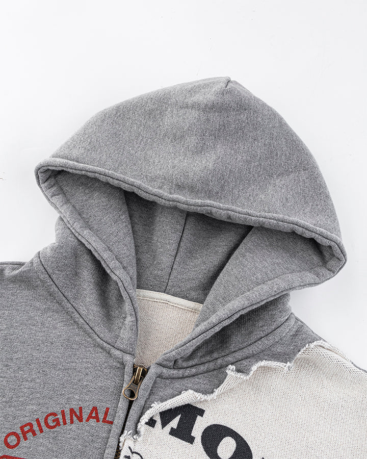 Design Contrast Patchwork Hooded Sweatshirt - Image 3