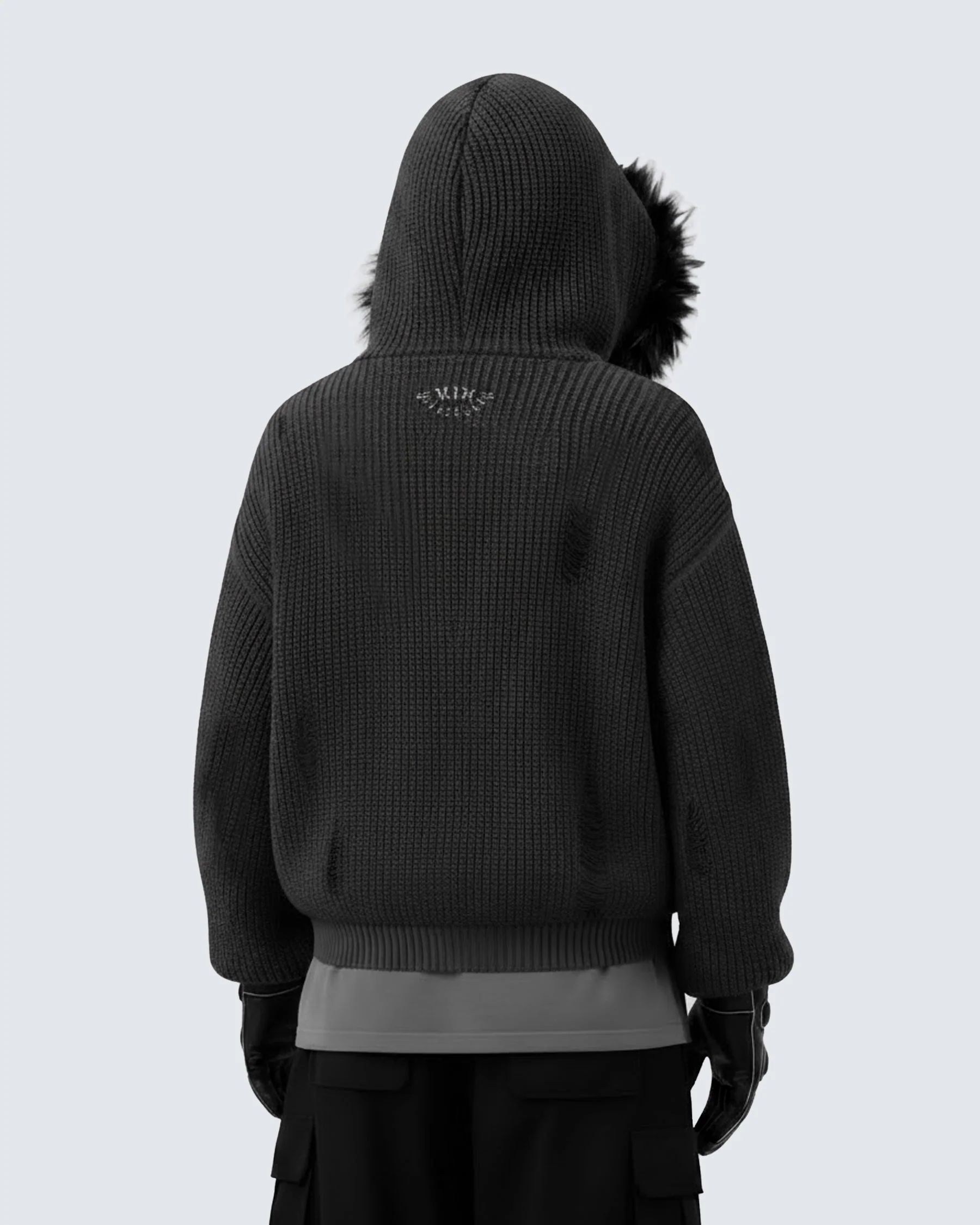 KIIKIO Destroyed Knitted Sweater Plush Coat - Image 12