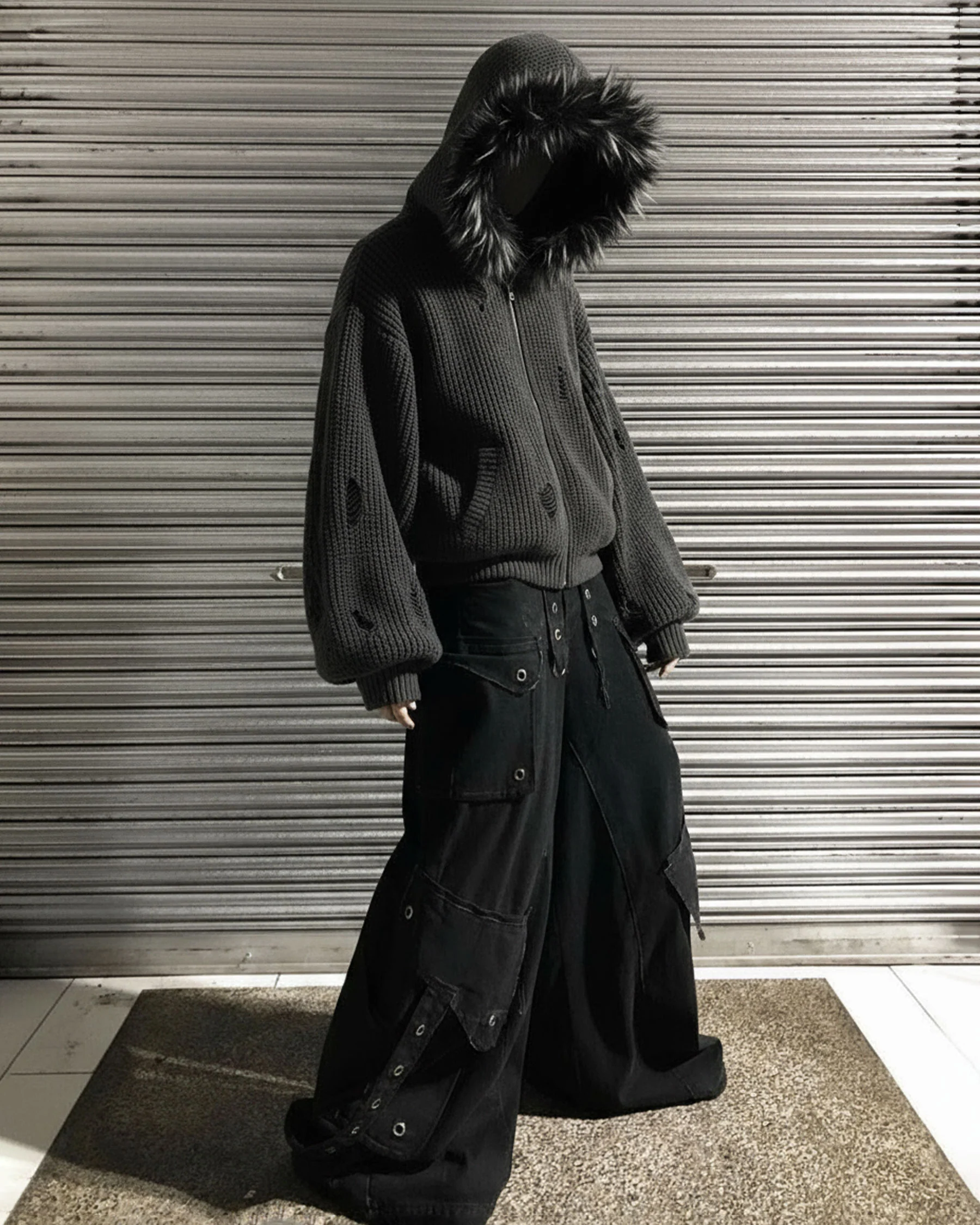 KIIKIO Destroyed Knitted Sweater Plush Coat - Image 2