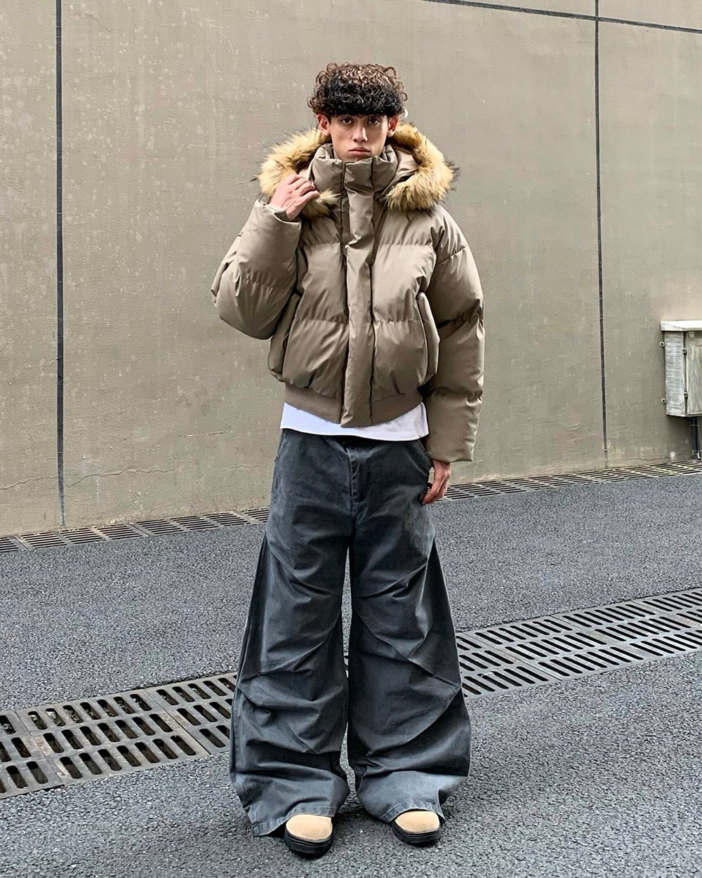 Detachable Hood Faux Fur Puffer Jacket - Image 2