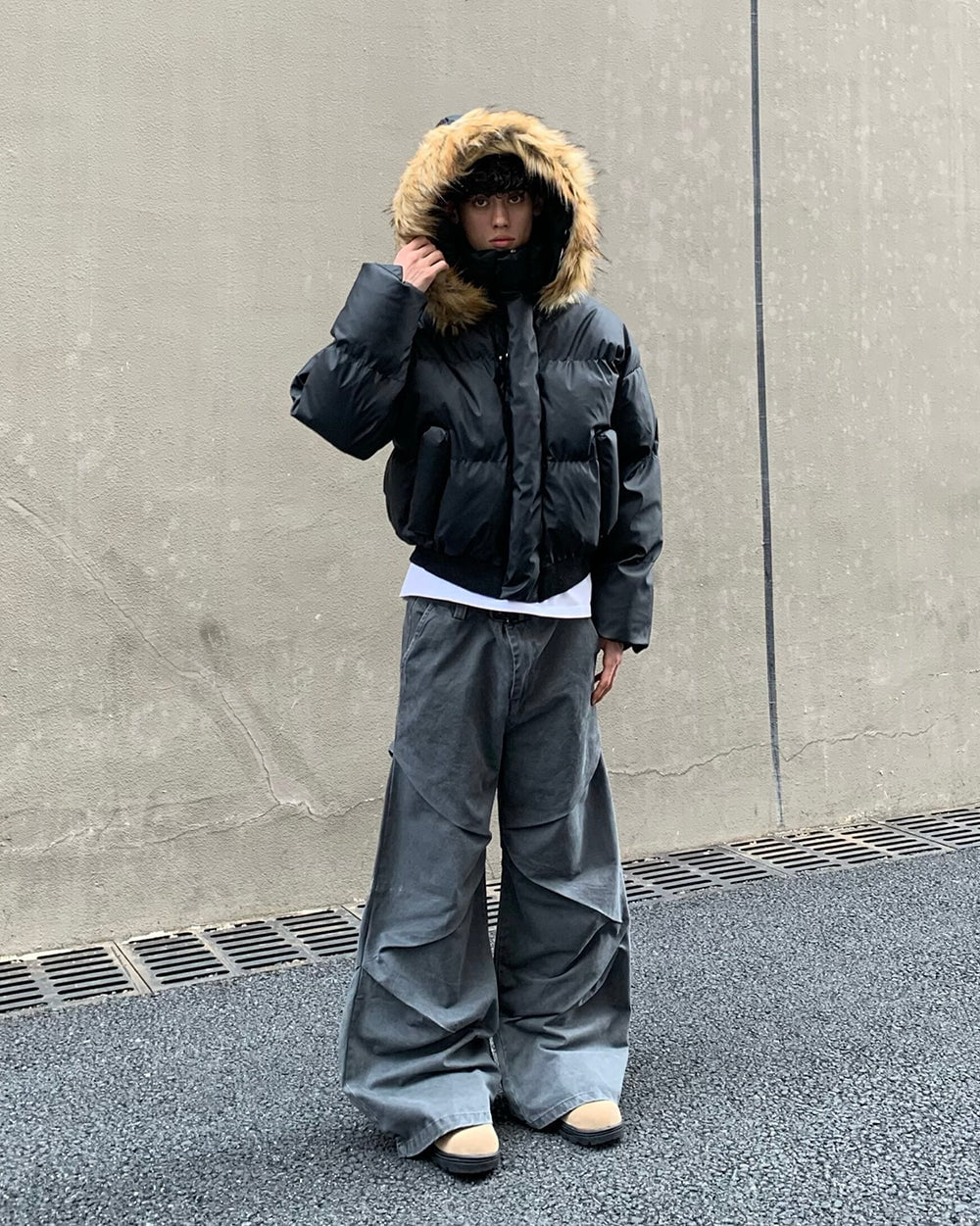 Detachable Hood Faux Fur Puffer Jacket - Image 4