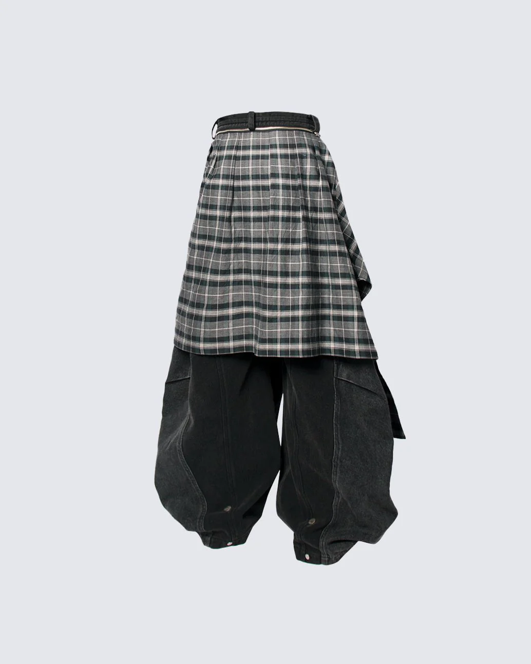 Detachable Plaid Layer Wide-Leg Pants - Image 12