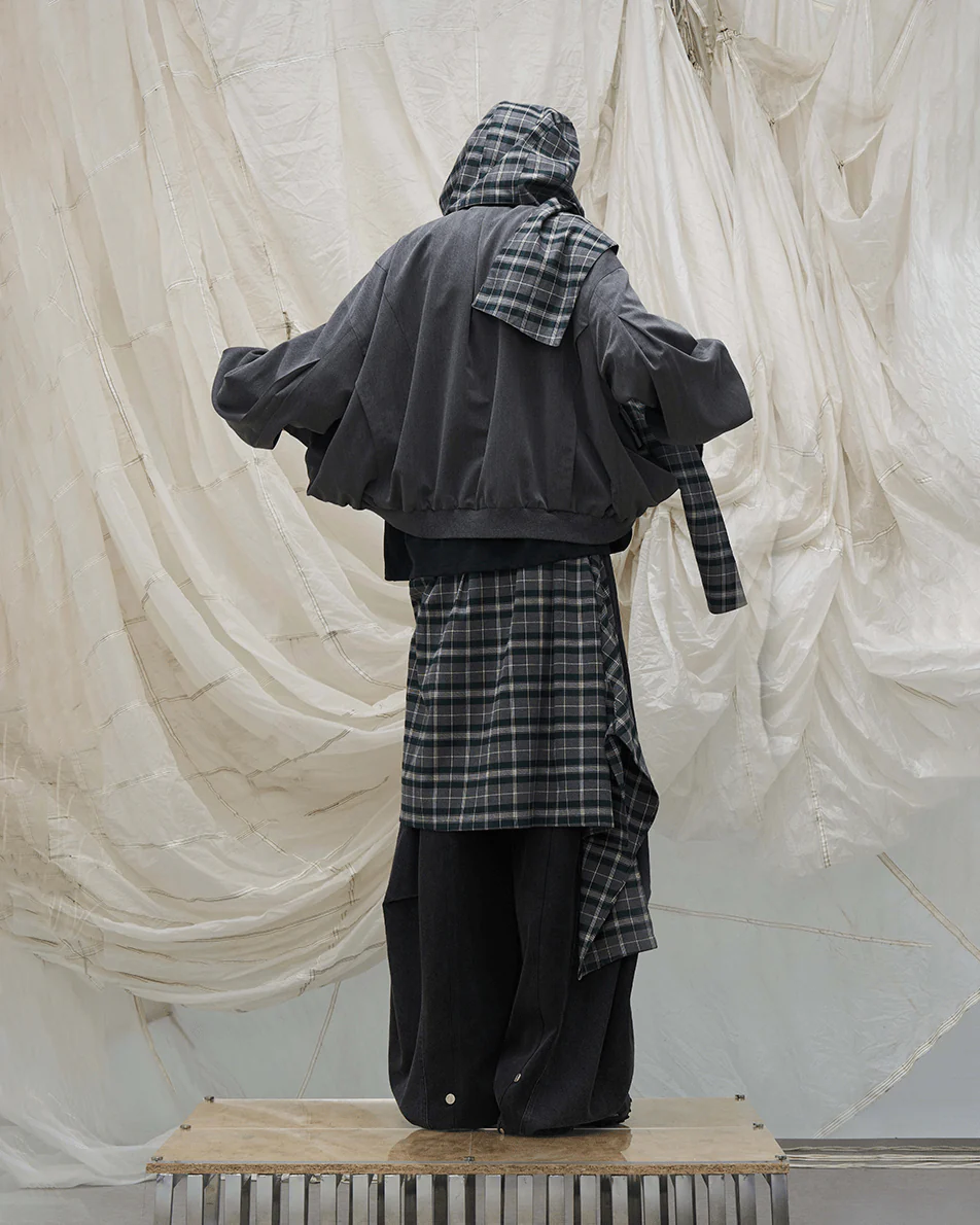Detachable Plaid Layer Wide-Leg Pants - Image 3