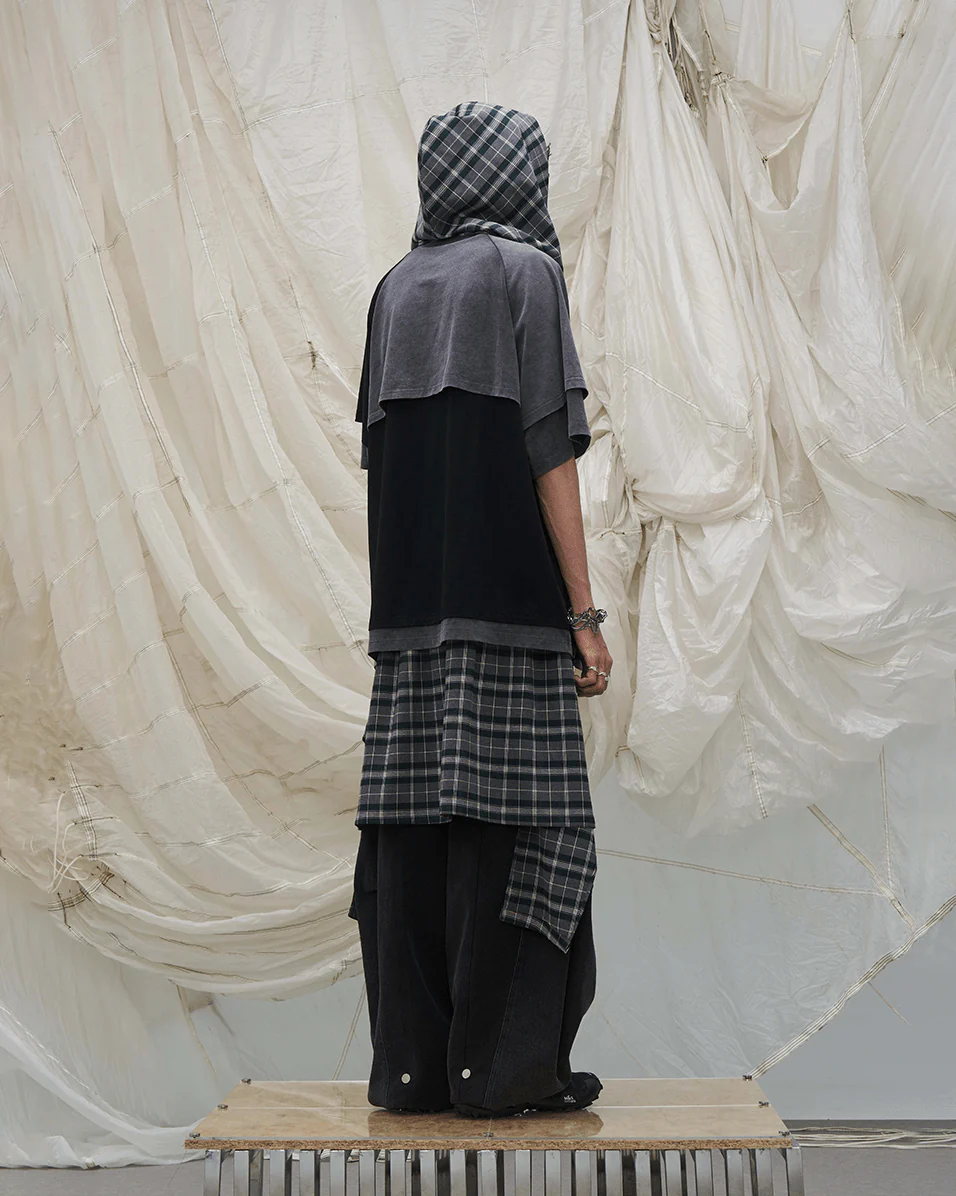 Detachable Plaid Layer Wide-Leg Pants - Image 7