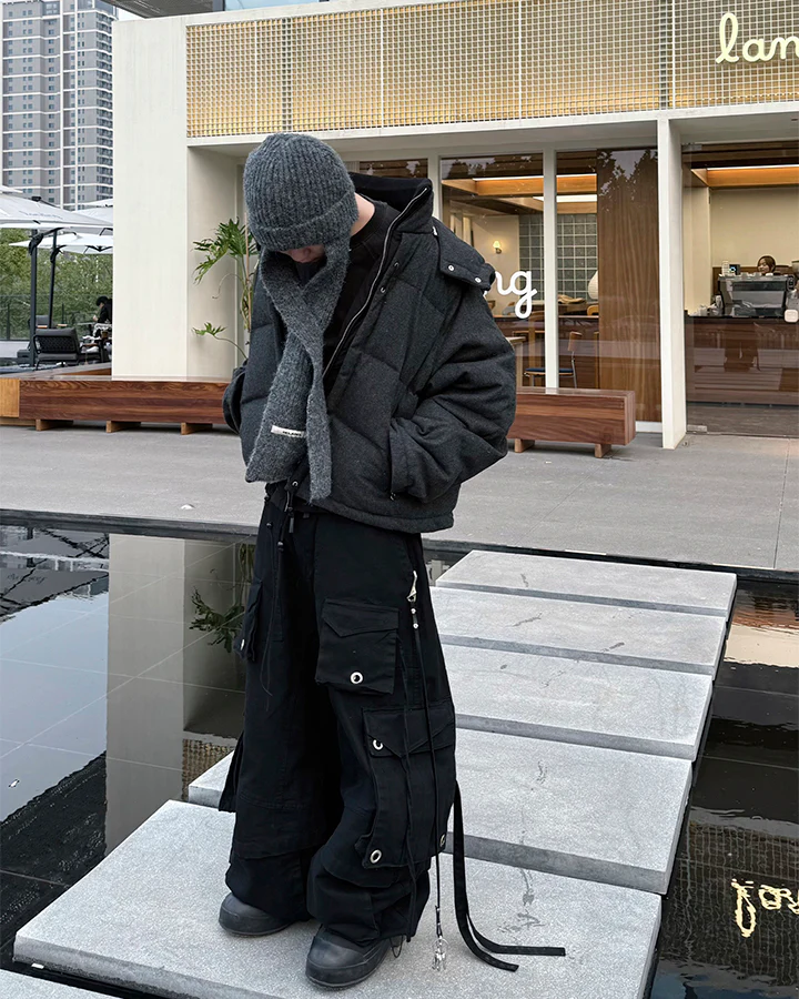Detachable Towel Knit Wool Beanie Scarf - Image 2
