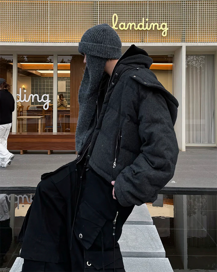 Detachable Towel Knit Wool Beanie Scarf - Image 6