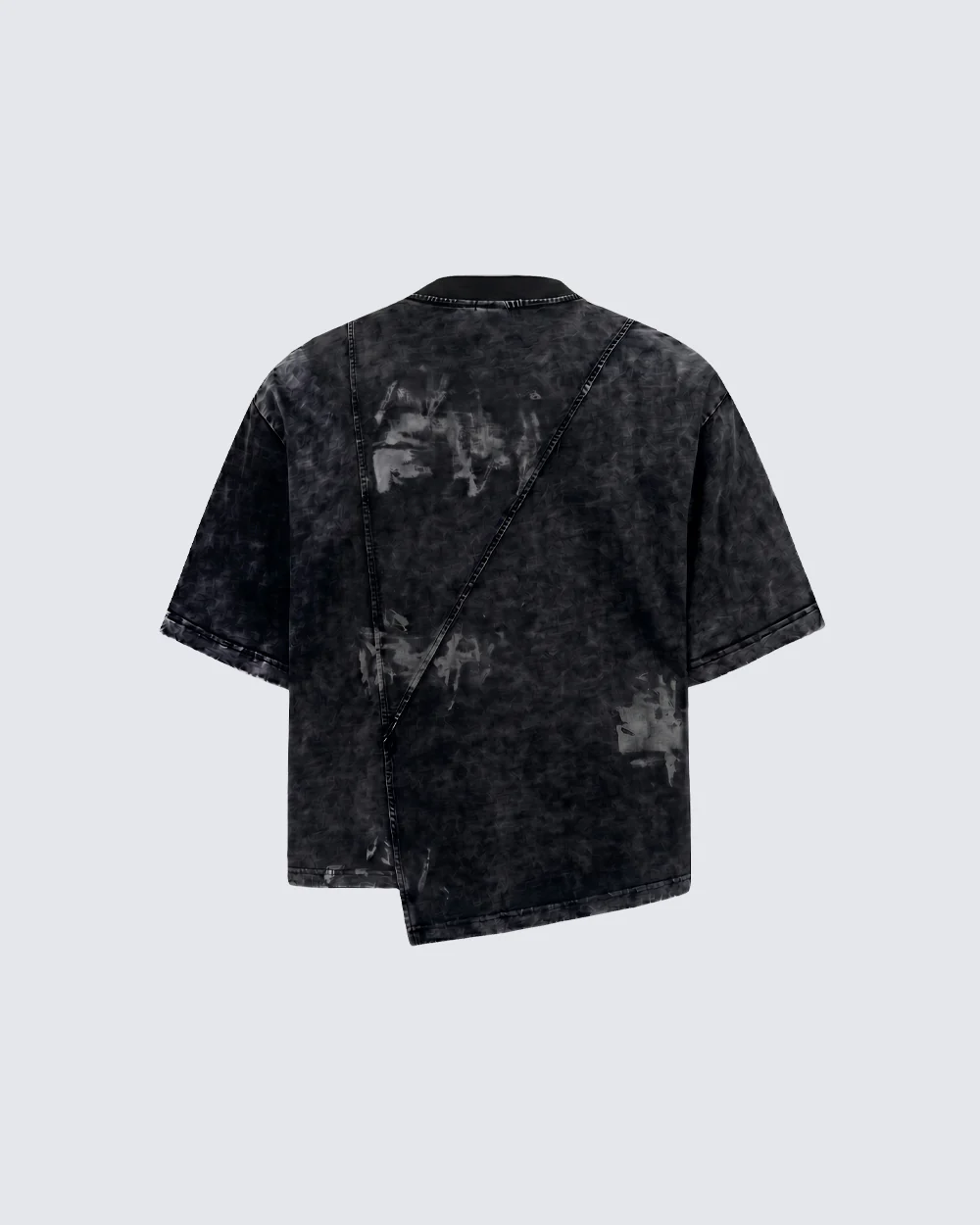 Distressed Asymmetrical Panel Short Sleeve T-Shirt - Image 3
