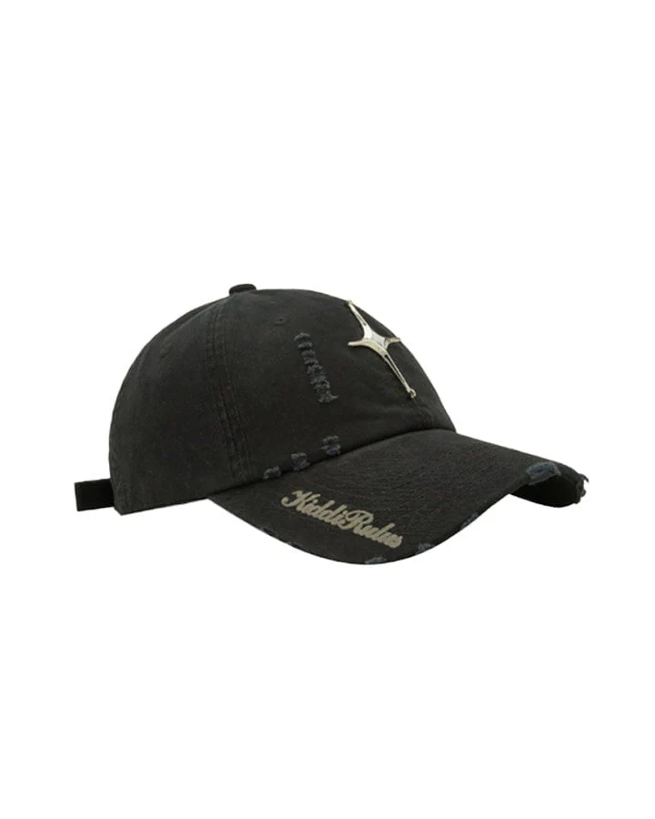 Distressed Baseball Cap With Cross - Image 2