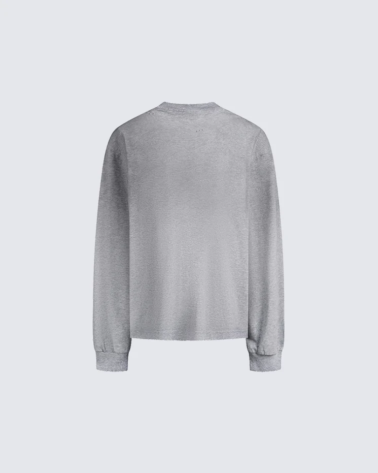 Distressed Crewneck Long Sleeve T-Shirt - Image 4