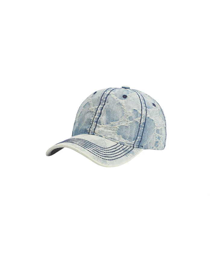 Distressed Denim Baseball Cap - Image 5