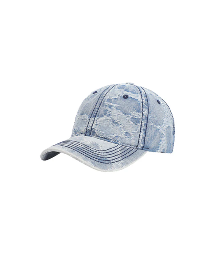 Distressed Denim Baseball Cap - Image 6