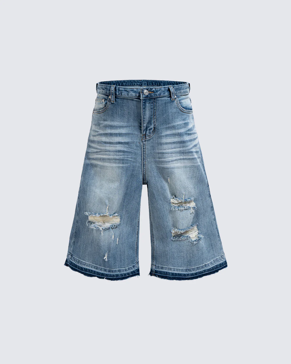 Distressed Denim Cropped New Shorts