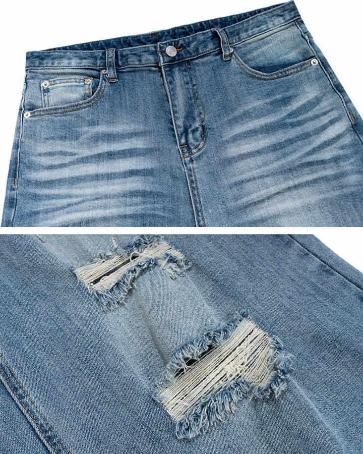 Distressed Denim Cropped New Shorts - Image 7