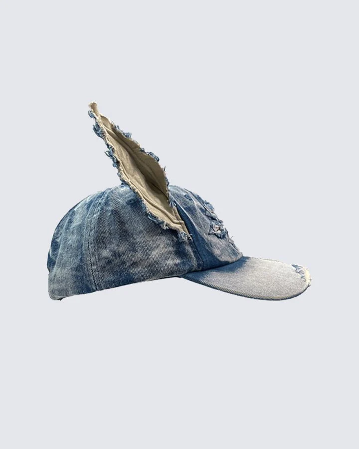 Distressed Denim Ear Cap - Image 3