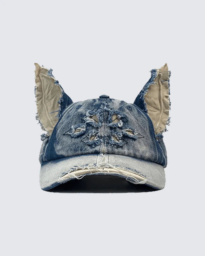 Distressed Denim Ear Cap - Image 4