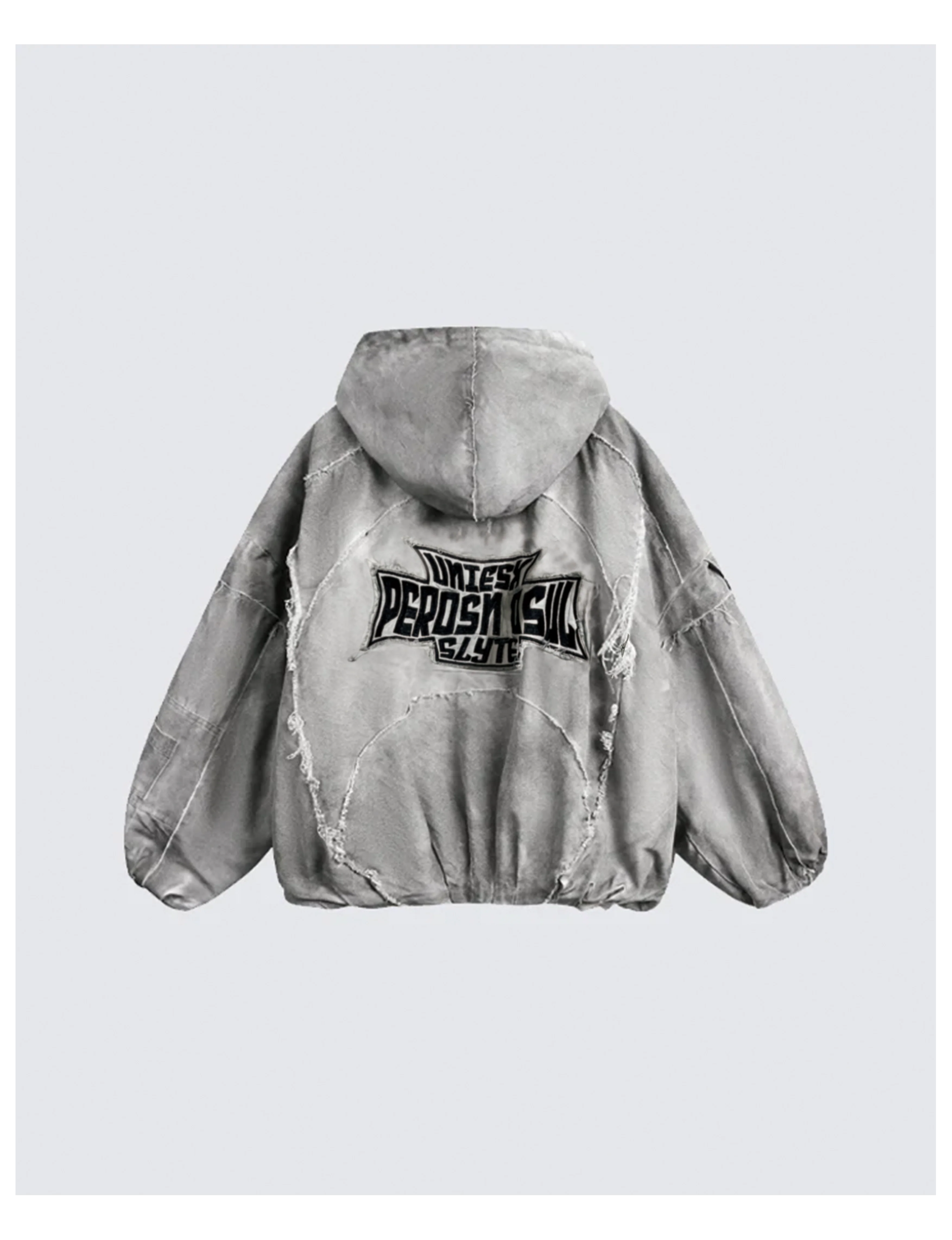 Distressed Embroidered Padded Hooded Jacket - Image 6