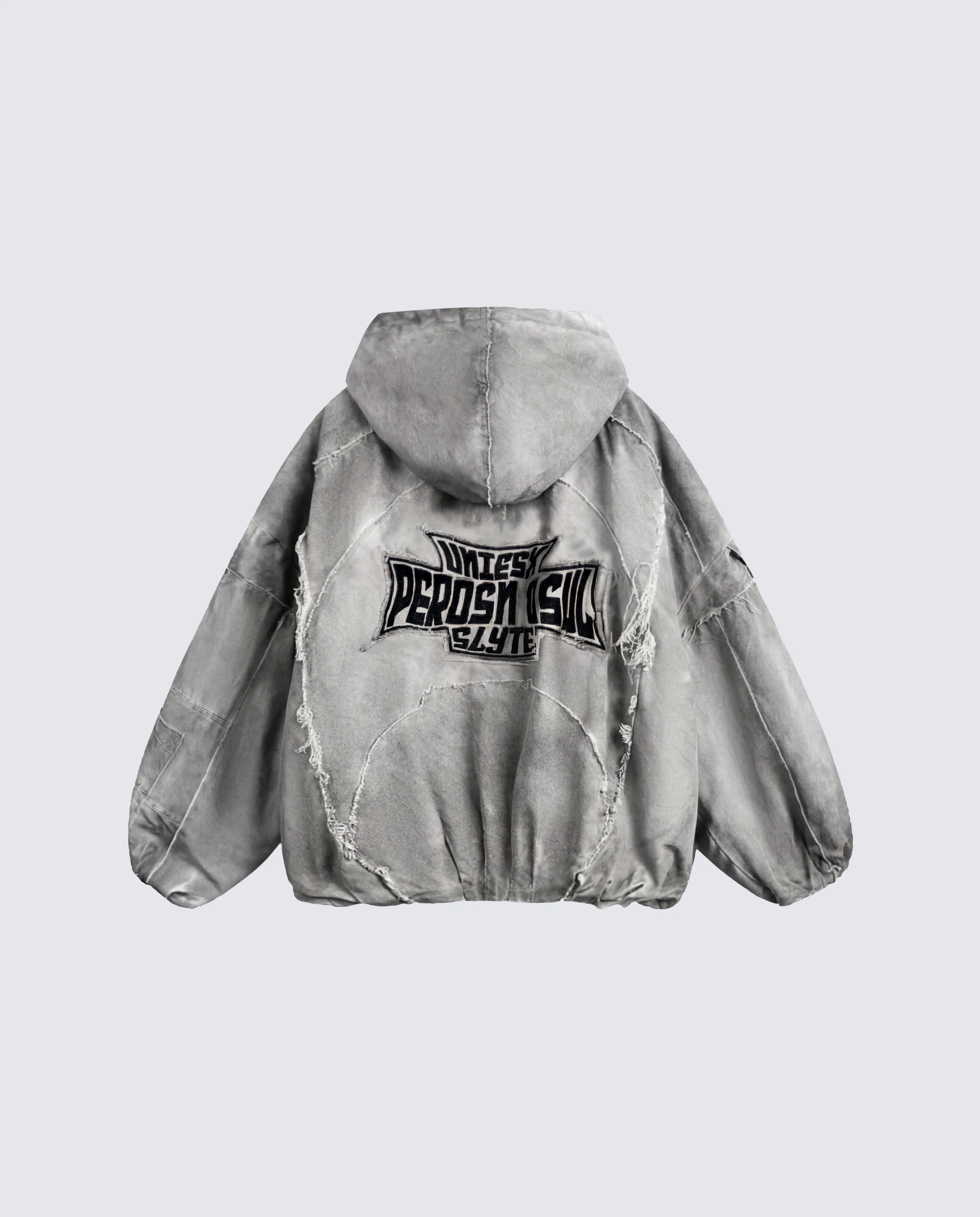 Distressed Embroidered Padded Hooded Jacket - Image 4