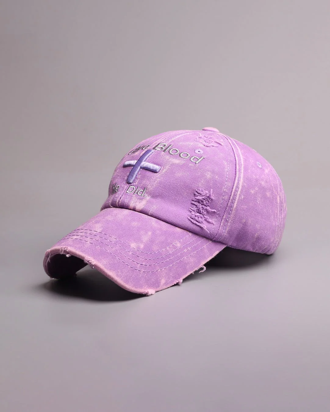 Distressed 'Give Blood He Did' Baseball Cap with Cross Design – Streetwear Style - Image 8
