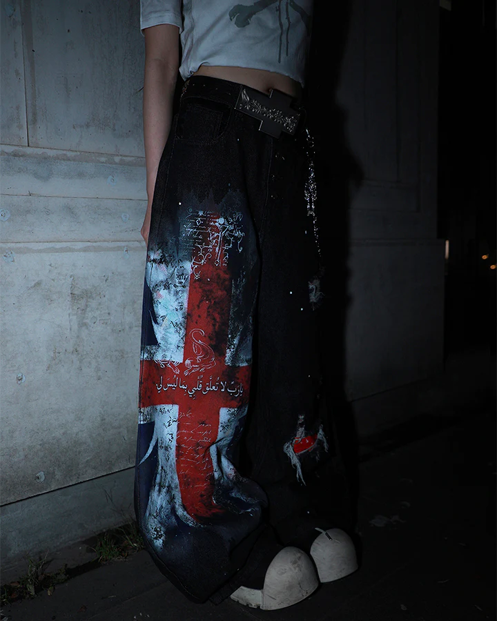 Distressed Hole High-Street Wide-Leg Pants - Image 3