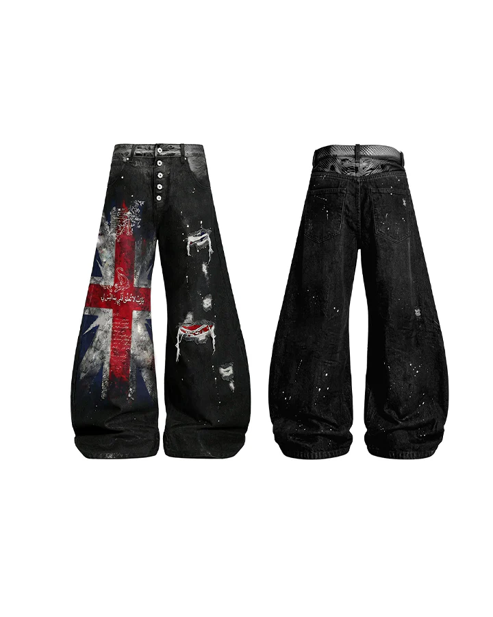 Distressed Hole High-Street Wide-Leg Pants - Image 7