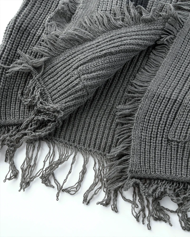 Distressed Knit Open-Front Cardigan - Image 7