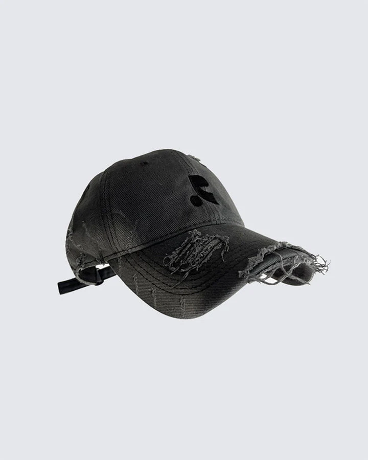 Distressed Logo Baseball Cap - Dark Grey - Image 2