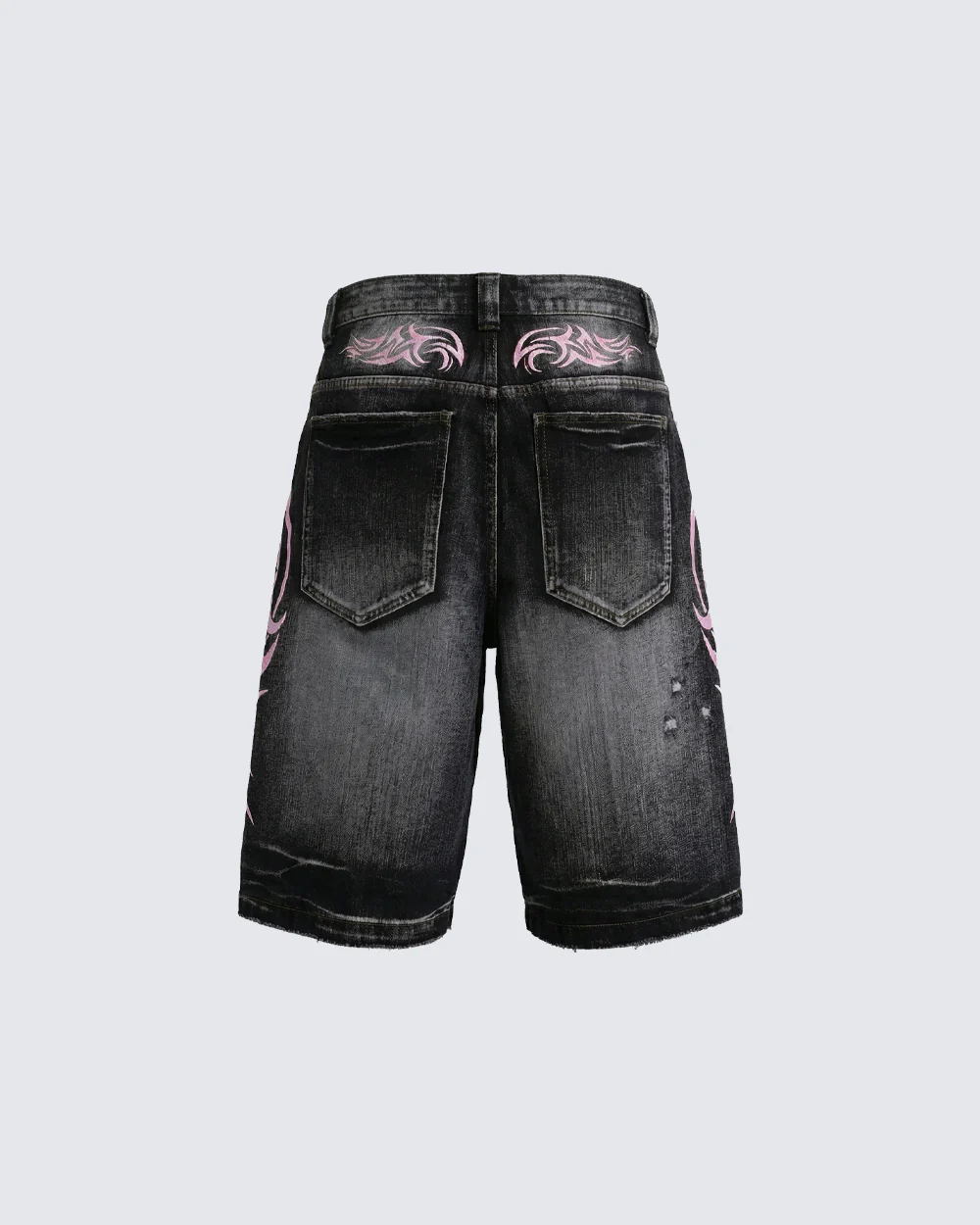 Distressed New Tribal Print Denim Shorts - Image 3