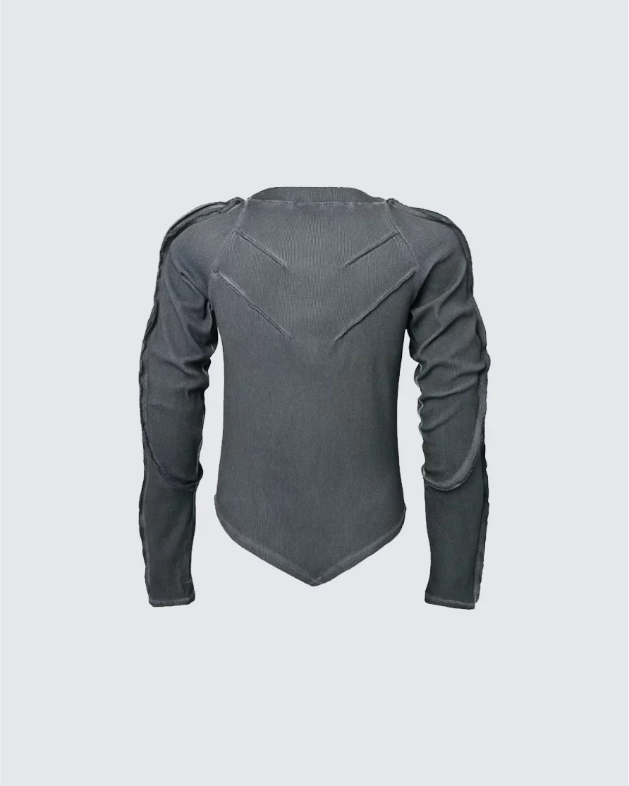 American Vintage Washed Distressed Moto Mecha Sweatshirt - Image 12