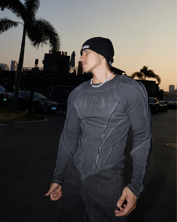 American Vintage Washed Distressed Moto Mecha Sweatshirt - Image 2