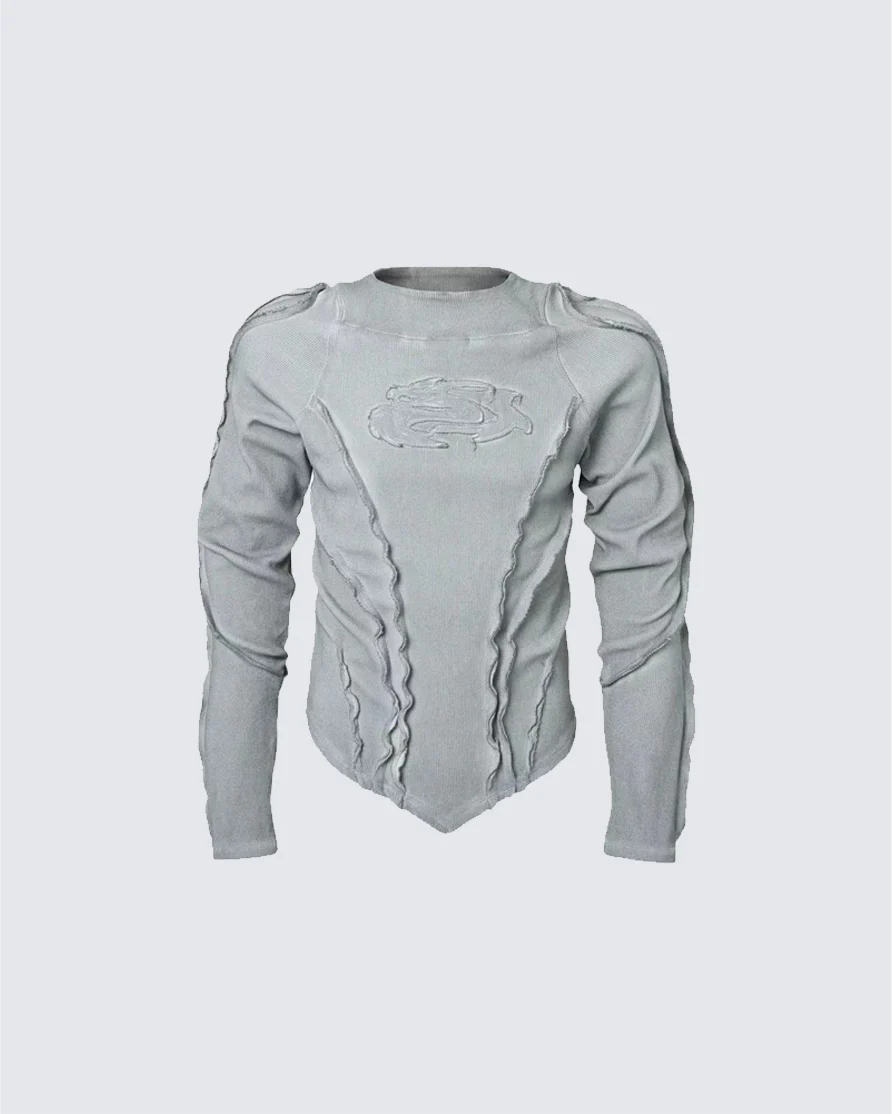 American Vintage Washed Distressed Moto Mecha Sweatshirt - Image 3