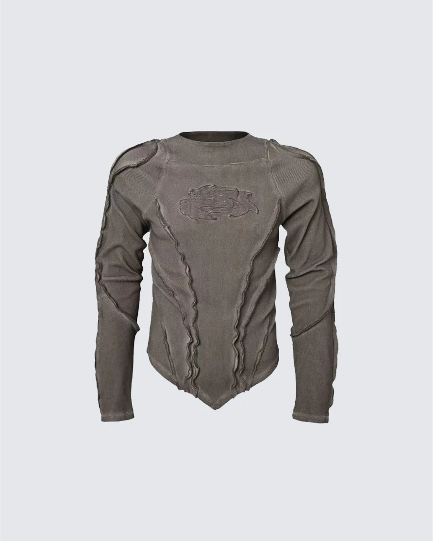 American Vintage Washed Distressed Moto Mecha Sweatshirt - Image 5