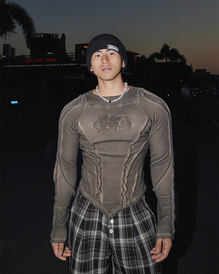 American Vintage Washed Distressed Moto Mecha Sweatshirt - Image 6