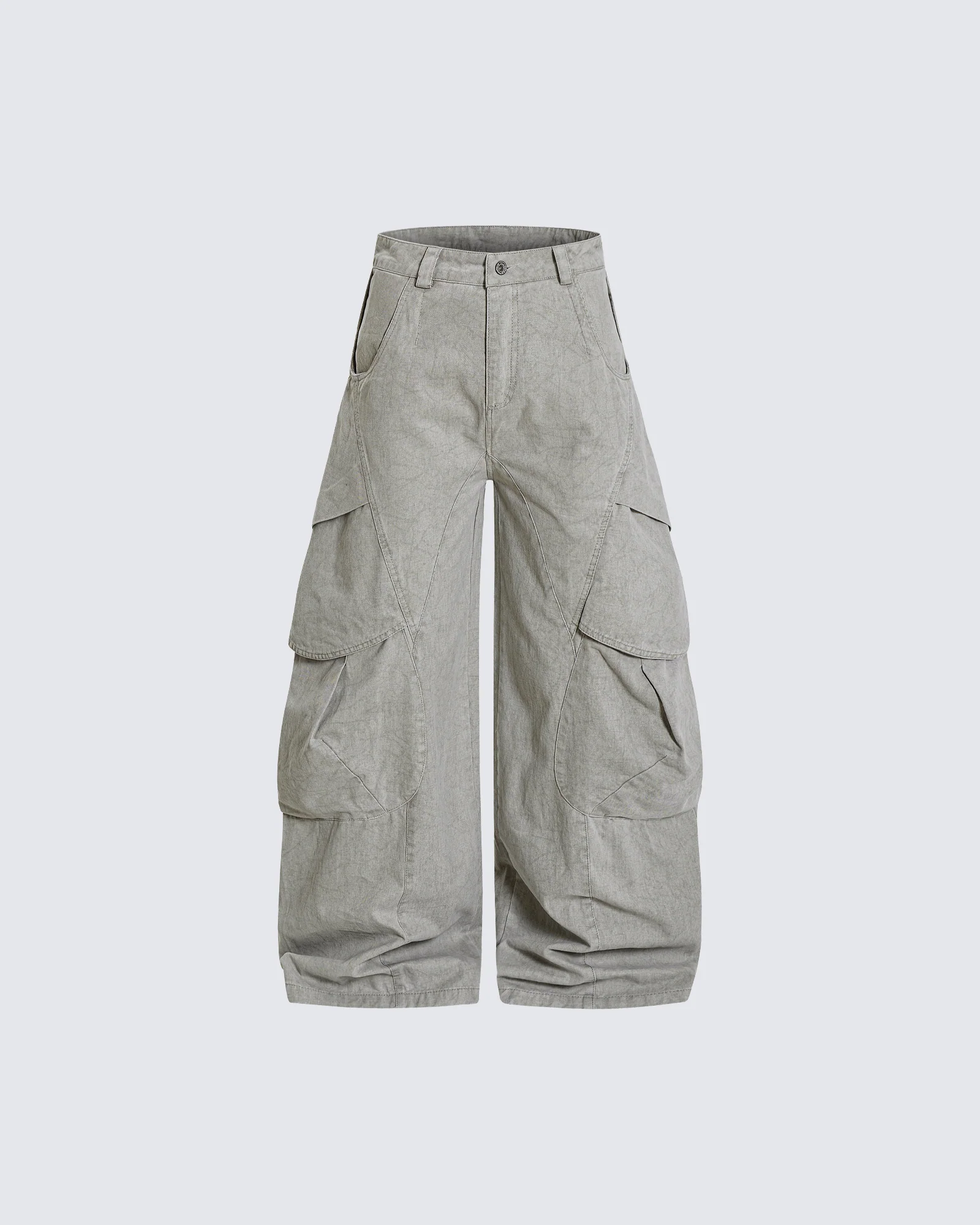 Distressed Panel Wide-Leg Denim Pants - Image 2