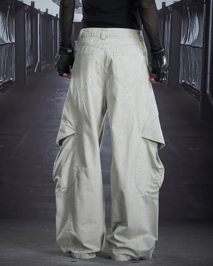 Distressed Panel Wide-Leg Denim Pants - Image 9